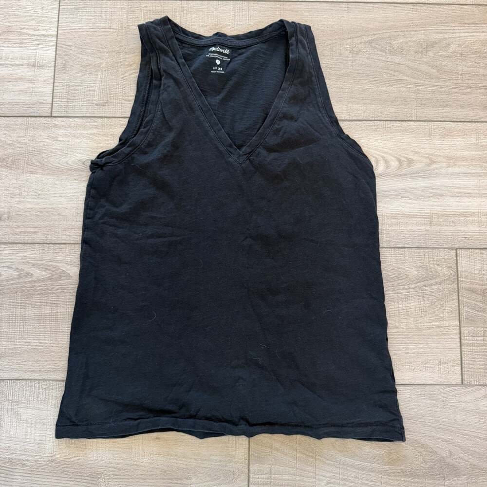 Madewell Womens XS Black V-Neck Tank Top Organic